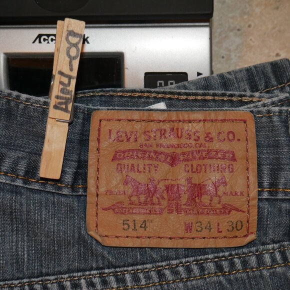 Levis 514 Men's Size 34x30 Blue Jeans Straight Leg Regular Fit Dark Wash Denim - Picture 9 of 9